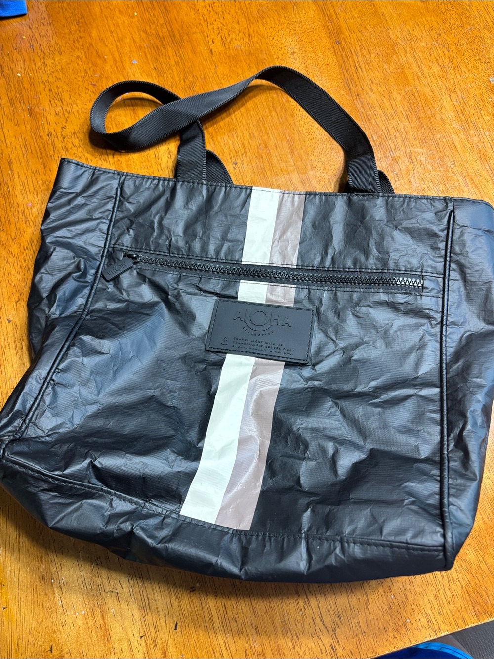 ALOHAS Black Tote with Center Stripe Detail. Never used